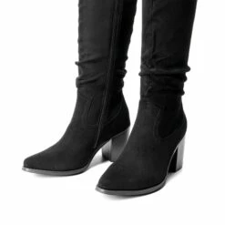 Suede Snip Toe Knee-High Riding Boots BLACK -DREAM PAIRS Sales 0329 BLACK 40 3