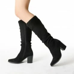 Suede Snip Toe Knee-High Riding Boots BLACK -DREAM PAIRS Sales 0329 BLACK 40 6