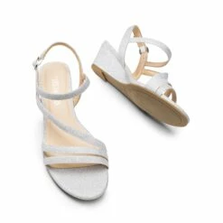 Strappy Wrapped Wedge Sandals SILVER-GLITTER -DREAM PAIRS Sales 0329 SILVER GLITTER5
