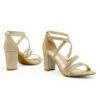 Wide Width Dressy Chunky Strappy Sandals GOLD-GLITTER -DREAM PAIRS Sales 0330 4