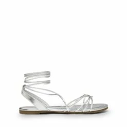 Strappy Lace Up Flat Sandals SILVER 14 Strappy Lace Up Flat Sandals SILVER -DREAM PAIRS Sales 0330 SILVER2