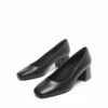Square Toe Low Chunky Pumps BLACK
