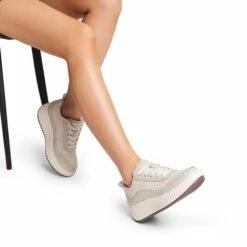 ARCH Tweed-Effect Platform Fashion Sneakers SANDSTONE-KNIT -DREAM PAIRS Sales 0334 SANDSTONE KNIT7