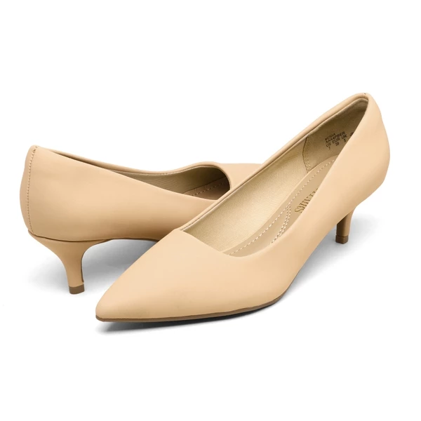 Wide Width Kitten Heel Pointed Toe Pumps NUDE-NUBUCK 5 Wide Width Kitten Heel Pointed Toe Pumps NUDE-NUBUCK - Image 3