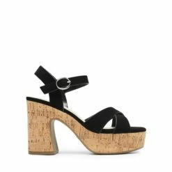 Espadrille Platform Chunky Heel Sandals BLACK-NUBUCK -DREAM PAIRS Sales 0337 BLACK NUBUCK2