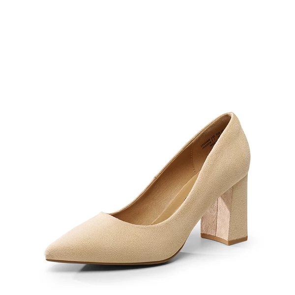 Pointed Closed-Toe Block Heel Pumps NUDE-SUEDE 9 Pointed Closed-Toe Block Heel Pumps NUDE-SUEDE - Image 7