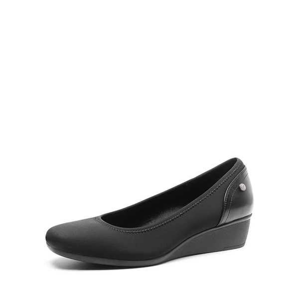 Square Toe Wedge Dress Pumps BLACK-LYCRA 4 Square Toe Wedge Dress Pumps BLACK-LYCRA - Image 2