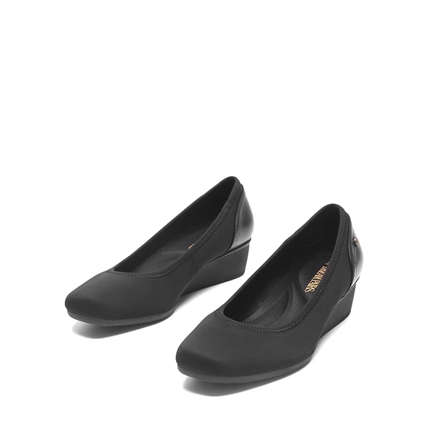 Square Toe Wedge Dress Pumps BLACK-LYCRA 5 Square Toe Wedge Dress Pumps BLACK-LYCRA - Image 3