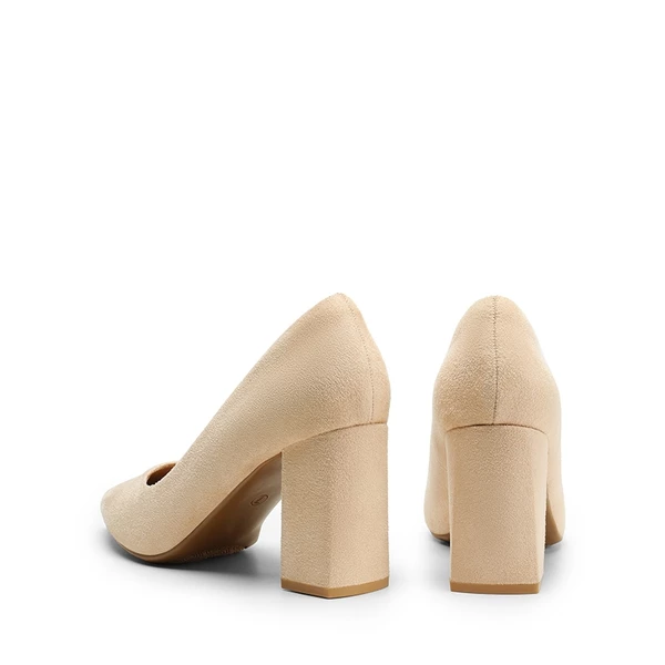 Pointed Closed-Toe Block Heel Pumps NUDE-SUEDE 3 Pointed Closed-Toe Block Heel Pumps NUDE-SUEDE