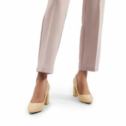 Pointed Closed-Toe Block Heel Pumps NUDE-SUEDE 11 Pointed Closed-Toe Block Heel Pumps NUDE-SUEDE -DREAM PAIRS Sales 0340 NUEDE NUBCK7