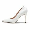 Wide Width Stiletto Pointed Toe Pumps WHITE-PU