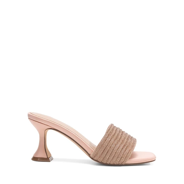 Rhinestone Flared Heel Sandals ROSE GOLD 5 Rhinestone Flared Heel Sandals ROSE GOLD - Image 3