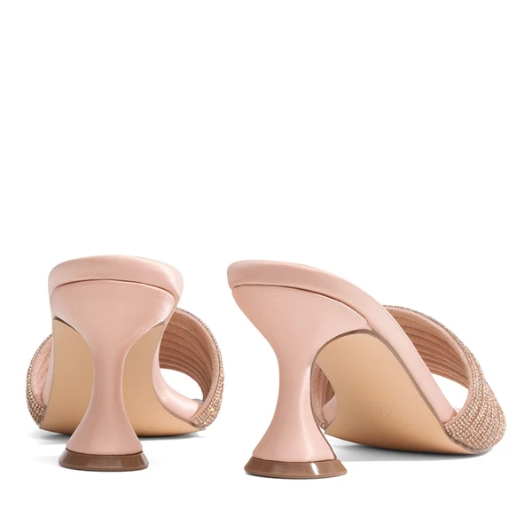 Rhinestone Flared Heel Sandals ROSE GOLD 3 Rhinestone Flared Heel Sandals ROSE GOLD