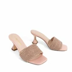 Rhinestone Flared Heel Sandals ROSE GOLD 10 Rhinestone Flared Heel Sandals ROSE GOLD -DREAM PAIRS Sales 0348 ROSE20GOLD205