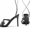 Lace Up Strappy Stilleto Sandals BLACK-PU -DREAM PAIRS Sales 0350 BLACK PU3