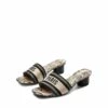 Jacquard Cylindrical Heel Slide Sandals BLACK CREAM -DREAM PAIRS Sales 0351 BLACK20CREAM4