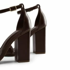 Braided Strap High Chunky Heel Sandals BROWN -DREAM PAIRS Sales 0351 棕 4