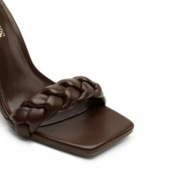 Braided Strap High Chunky Heel Sandals BROWN -DREAM PAIRS Sales 0351 棕 5