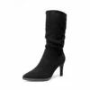 Wrinkle Design Pointed Toe Mid Calf Boots BLACK-SUEDE -DREAM PAIRS Sales 0356 BLACK SUEDE 1