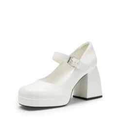 Square Toe Mary Jane Platform Pumps WHITE PU 9 Square Toe Mary Jane Platform Pumps WHITE PU -DREAM PAIRS Sales 0356 白色1