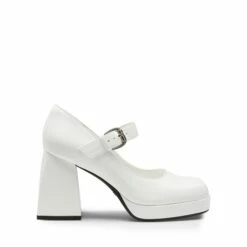 Square Toe Mary Jane Platform Pumps WHITE PU 11 Square Toe Mary Jane Platform Pumps WHITE PU -DREAM PAIRS Sales 0357 白色2
