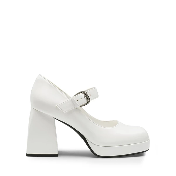 Square Toe Mary Jane Platform Pumps WHITE PU 7 Square Toe Mary Jane Platform Pumps WHITE PU - Image 5