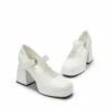 Square Toe Mary Jane Platform Pumps WHITE PU -DREAM PAIRS Sales 0357 白色3