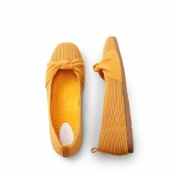 Machine Washable Knit Bow Flats YELLOW -DREAM PAIRS Sales 0359 YELLOW2