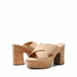 Criss Cross Wedge Platform Sandals NUDE
