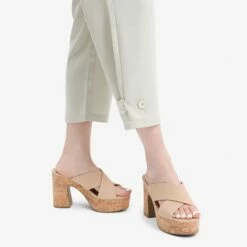Criss Cross Wedge Platform Sandals NUDE -DREAM PAIRS Sales 0402 5