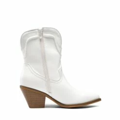 Pointed Toe Western Cowboy Mid Calf Boots WHITE -DREAM PAIRS Sales 0537 WHITE 2