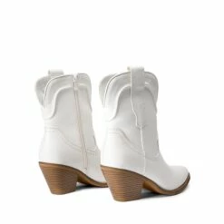 Pointed Toe Western Cowboy Mid Calf Boots WHITE