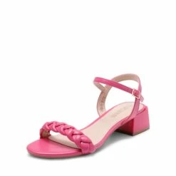 Ankle-Strap Chunky Braided Heel Sandals HOT PINK