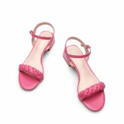 Ankle-Strap Chunky Braided Heel Sandals HOT PINK -DREAM PAIRS Sales 0541 粉色3