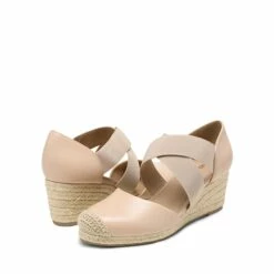 Closed-Toe Criss Cross Espadrille Sandals NUDE