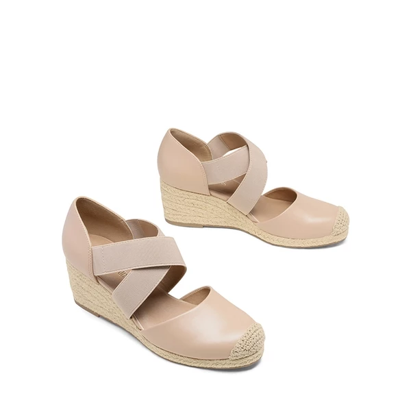 Closed-Toe Criss Cross Espadrille Sandals NUDE 6 Closed-Toe Criss Cross Espadrille Sandals NUDE - Image 4