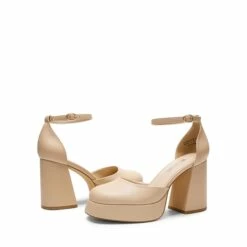 Platform Ankle Strap Chunky Pumps NUDE-PU -DREAM PAIRS Sales 0548 NUDE PU 5
