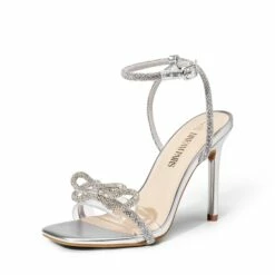 Bowknots Square Toe Rhinestone Heels SILVER -DREAM PAIRS Sales 0551 SILVER 1