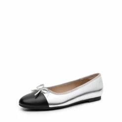Bow Dual-tone Cap Toe Flats SILVER-PU -DREAM PAIRS Sales 0552 SILVER PU1 1