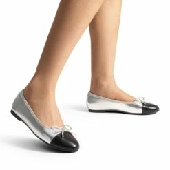 Bow Dual-tone Cap Toe Flats SILVER-PU -DREAM PAIRS Sales 0553 SILVER PU8