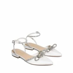 Rhinestone Bow Flats BLACK-SATIN 14 Rhinestone Bow Flats BLACK-SATIN -DREAM PAIRS Sales 0557 WHITE SATIN204