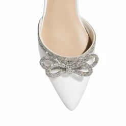 Rhinestone Bow Flats BLACK-SATIN 15 Rhinestone Bow Flats BLACK-SATIN -DREAM PAIRS Sales 0557 WHITE SATIN205