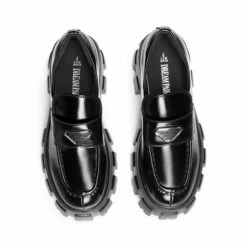 Lug Sole Chunky Platform Loafers BLACK-PAT