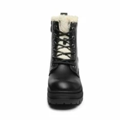 Flat Lace Up Ankle Combat Boots BLACK FURRY 11 Flat Lace Up Ankle Combat Boots BLACK FURRY -DREAM PAIRS Sales 0559 DREAM PAIRS Women STRONG 5 BLACK FURRY 4