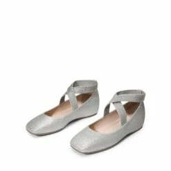 Square Toe Elastic Ankle Straps Flats SILVER-GLITTER -DREAM PAIRS Sales 0559 silver glitter 5