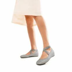 Square Toe Elastic Ankle Straps Flats SILVER-GLITTER