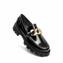 Golden Chain Chunky Loafers BLACK -DREAM PAIRS Sales 0603 BLACK 2