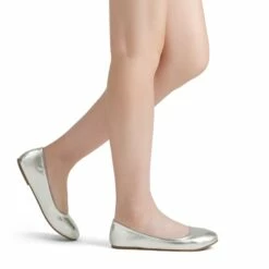 Classic Ballet Flats Shoes SILVER PU 10 Classic Ballet Flats Shoes SILVER PU -DREAM PAIRS Sales 0604 2