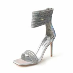 Sparkling Rhinestone Straps Heeled Sandals SILVER -DREAM PAIRS Sales 0610 SILVER1