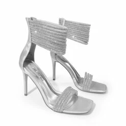 Sparkling Rhinestone Straps Heeled Sandals SILVER -DREAM PAIRS Sales 0610 SILVER3